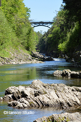 Quechee, VT - Quechee Gorge Bridge with Ledges - Vertical
